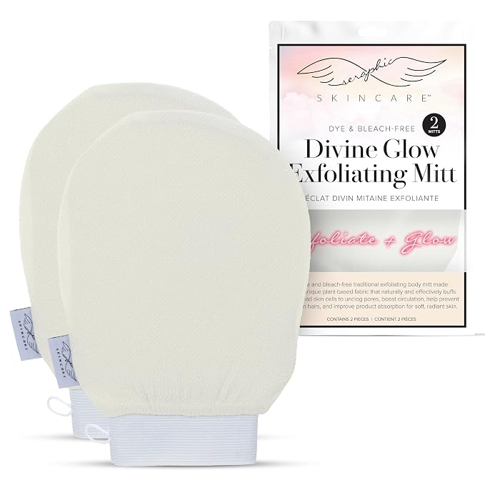 Seraphic Skincare Divine Glow Exfoliating Mitt – 100% Vegan Viscose Traditional by SeraphicSkincare