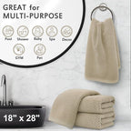Beige Hand Towels, Hand Towels for Bathroom Set of 4, Large 18"x 28" - Image 5