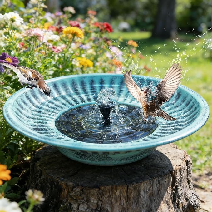 12.3" Solar Fountain Bird Bath for Outside, Metal Solar Bird Bath Fountains - Image 6