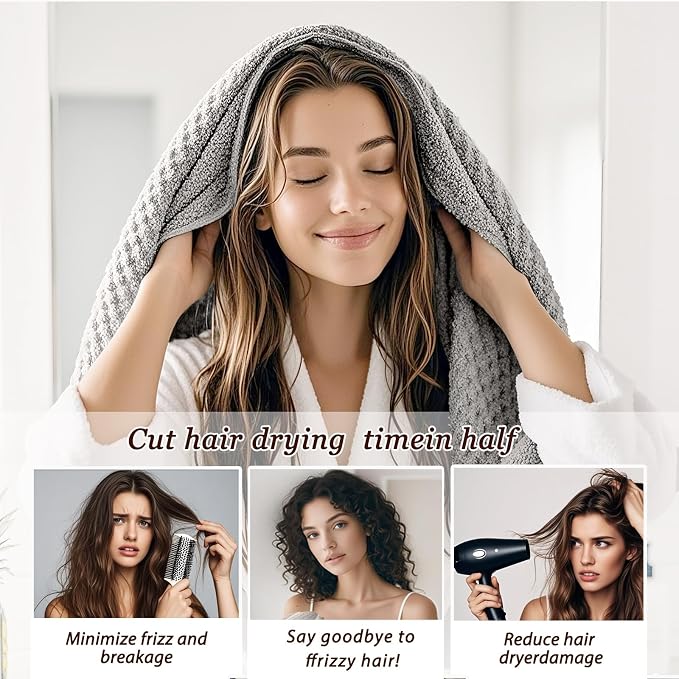 Microfiber Hair Towel Wrap for Women, Quick-Dry Turban, Ultra Absorbent & - Image 6