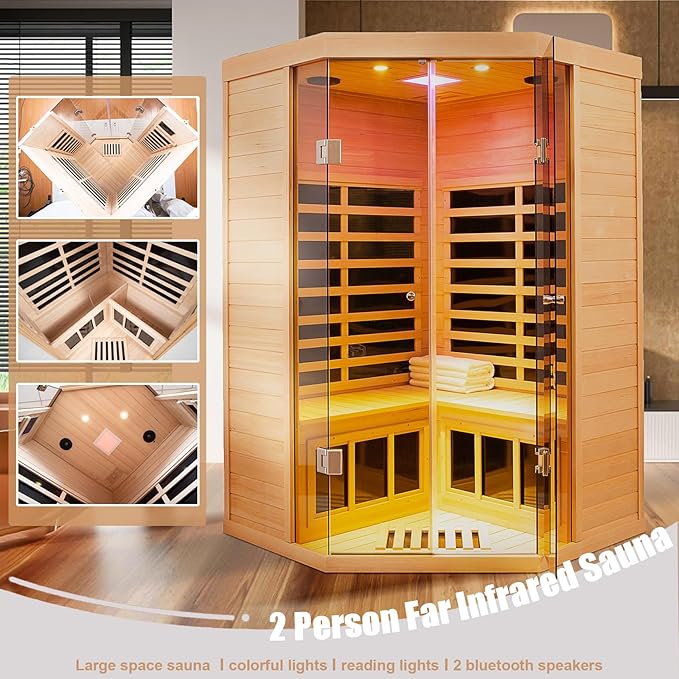 2 Person Far Infrared Sauna 0-5mG Ultra Low EMF 1520W Indoor Sauna Canadian - Image 2