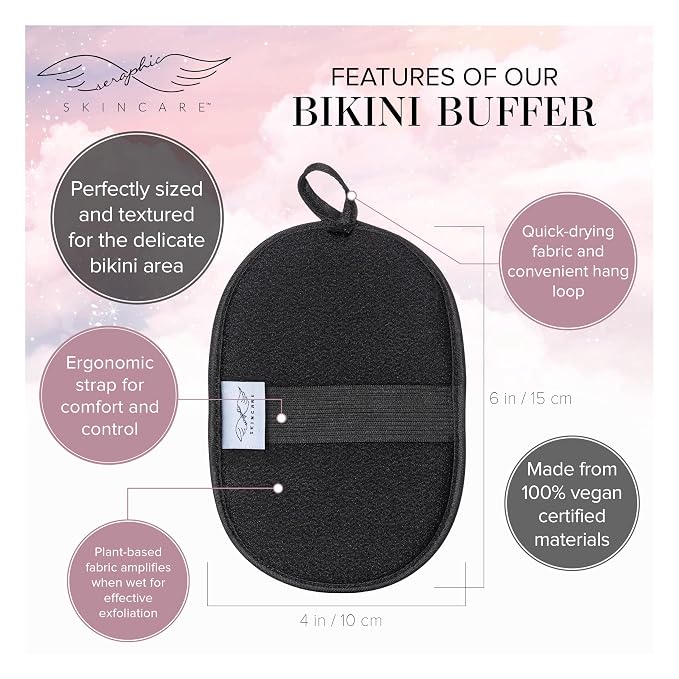 Seraphic Skincare Bikini Buffer – 100% Vegan Viscose Scrub Mitt - Image 3