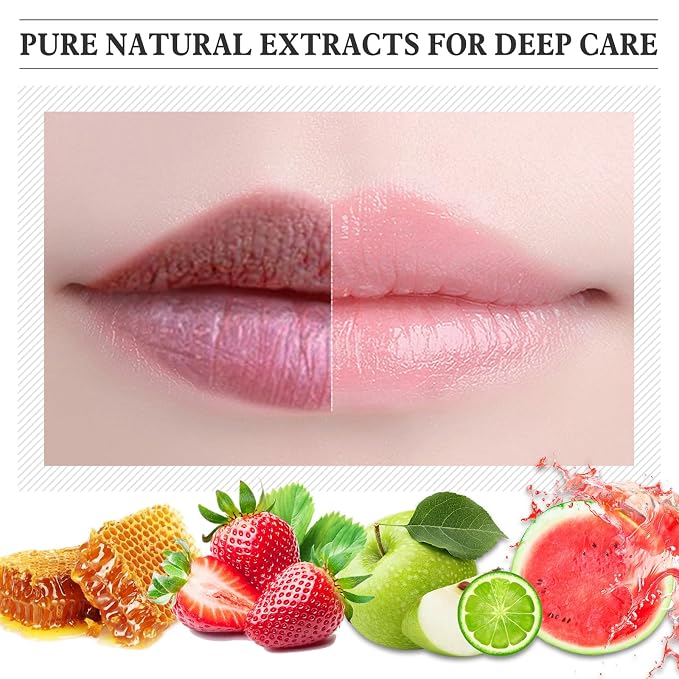 4 PCS Honey Lip Balm Pot, Honey & Strawberry & Watermelon & Apple Lime Lip Mask - Image 8