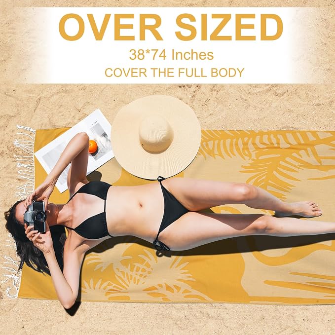 Genovega Oversized Cotton Turkish Beach Towels 72"x36" Lightweight Quick Dry - Image 2