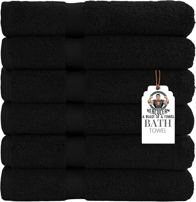 HERCULEAN Premium Bath Towels 24 x 48 Pack of 6 | Quick Dry and Highly by Unknown
