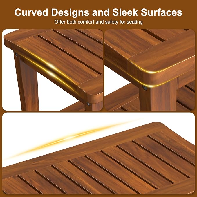 Large Teak Wood Shower Bench Stool - Image 8