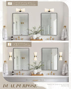 Indoor Wall Sconces, HWH Hardwired Black and Gold Bathroom Sconces Wall Lighting - Image 3