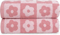 Jacquotha 2-Pieces Luxury Bath Towels Checkered Floral, Bathroom Decor & Pool by Jacquotha