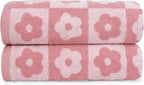Jacquotha 2-Pieces Luxury Bath Towels Checkered Floral, Bathroom Decor & Pool by Jacquotha