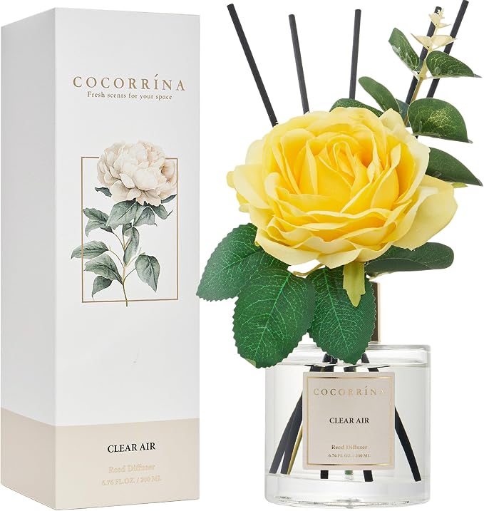 Cocorrina Reed Diffuser Set, Flower Reed Diffuser Clear Air 6.7 oz, Scented - Image 3