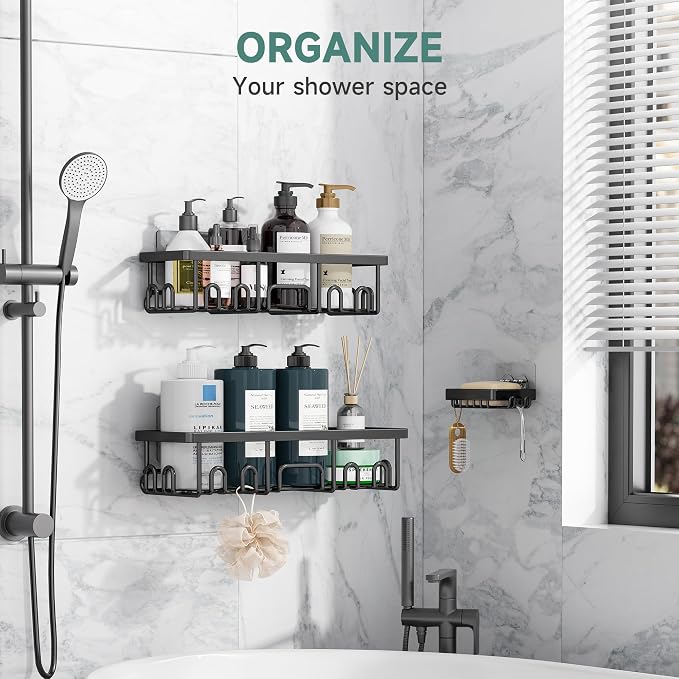 Veken Shower Caddy 3-Pack, Advanced Rustproof Design, No Drilling Adhesive - Image 5
