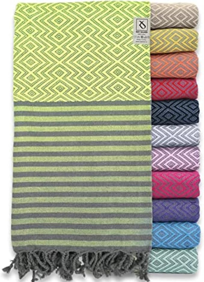 RAY SILVER Turkish Beach Towel – 100% Turkish Cotton 40"x71" Quick Dry by RaySilver