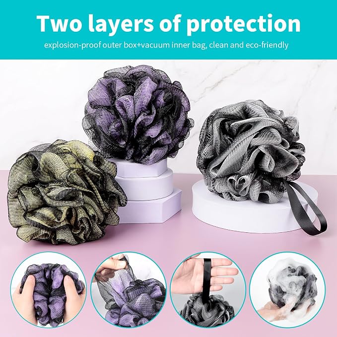 BCKENEY Bath Loofah Shower Sponge Body Back Scrubber Soft Mesh Shower Puffs - Image 4