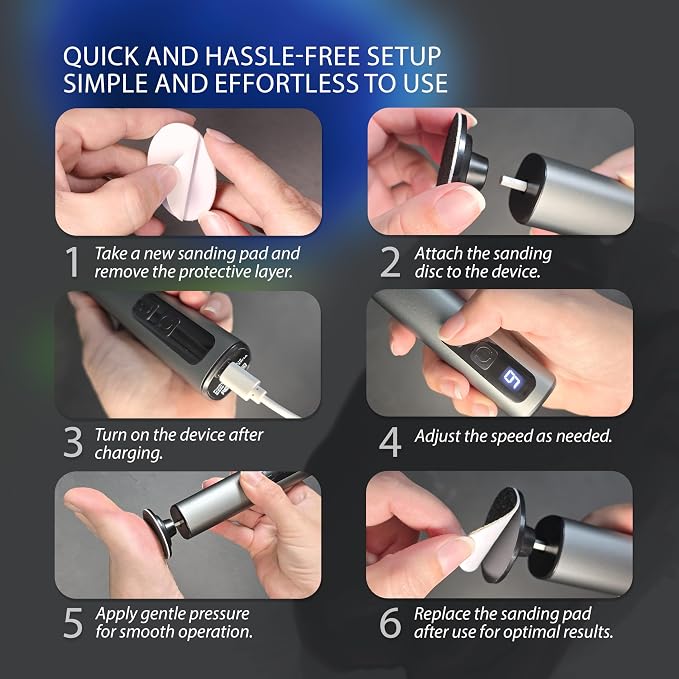 Spargos Electric Foot Callus Remover – Rechargeable Metal Foot File - Image 4