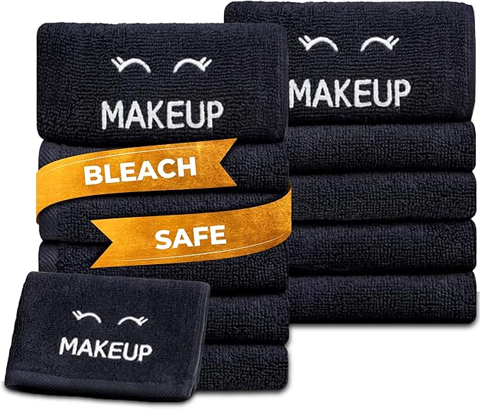 White Classic Bleach Safe Black Makeup Washcloths by WhiteClassic