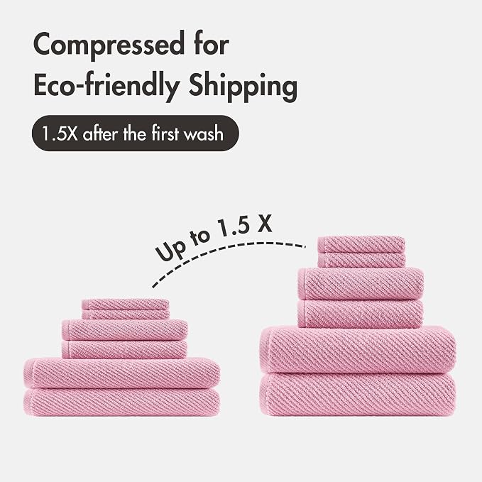 Madison Park Bathroom Towel Set of 6 Diagonal Ribbed, 500 GSM - Image 10