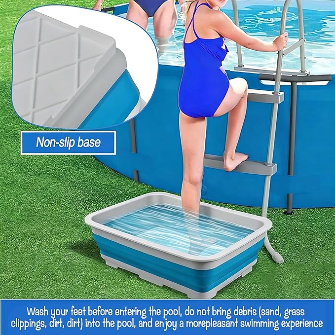 Pool Foot Bath Tray for Swimming Pool, Non- Slip Collapsible Foot Bath for Pool - Image 5