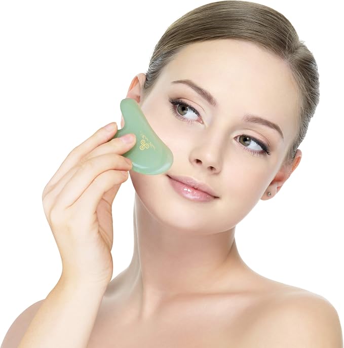 Mina Heal Gua Sha Facial Massager Set of 2 – Jade Guasha Lymphatic Drainage - Image 7