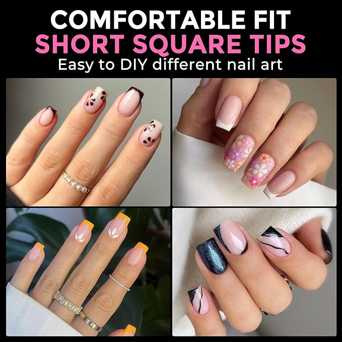 UNA GELLA Short Square Gel Nail Tips 216pcs Short Square Press on Nails - Image 2