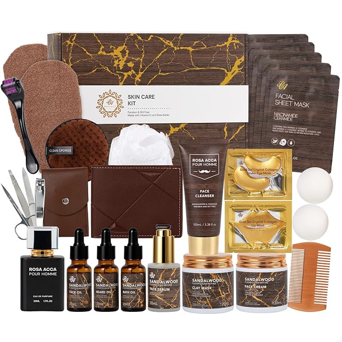 30 Pcs Men Sandalwood Facial Skin Care Set by RAROSAACCA