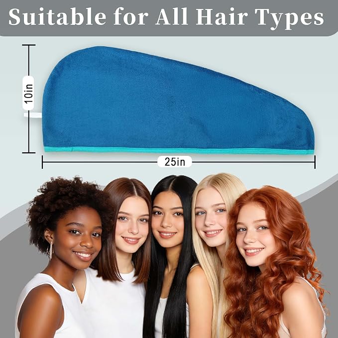 VOOVA & MOVAS Aqua & Blue Microfiber Hair Towel Wrap - Image 4