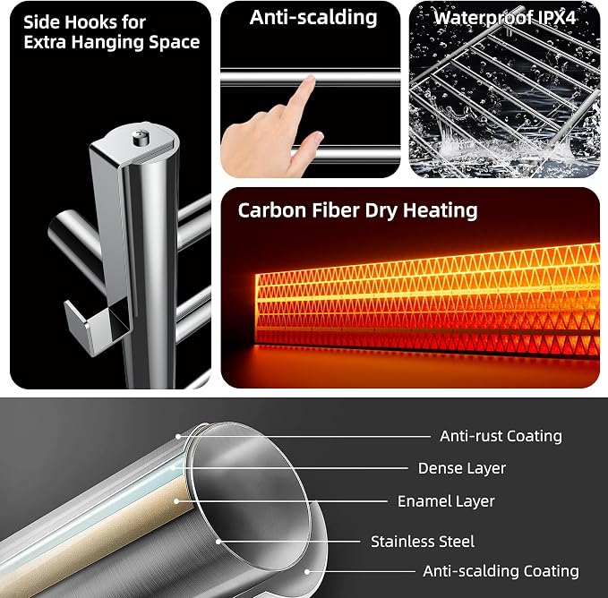 P&Dlusir Towel Warmer, Heated Towel Rack - Image 4