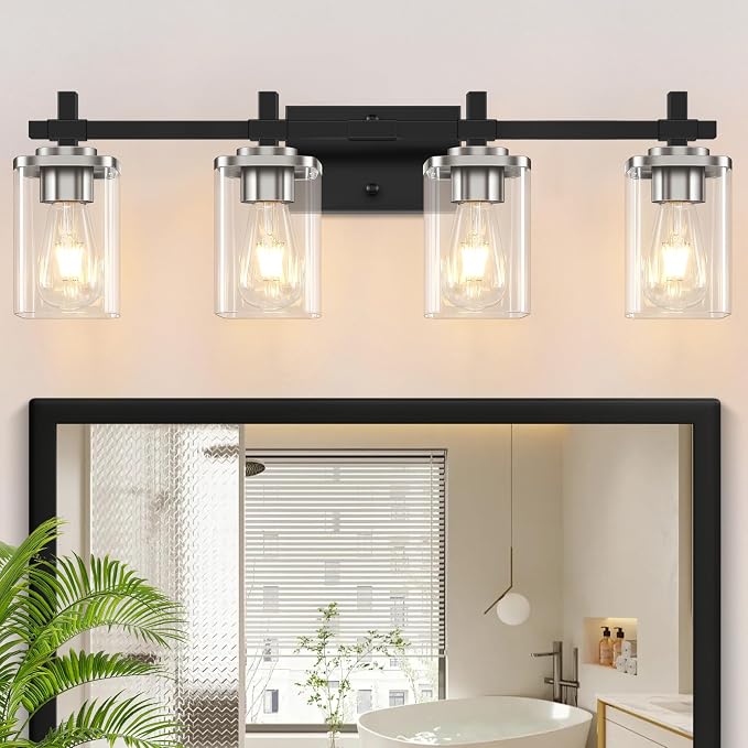 4-Lights Black and Brushed Nickel Vanity Lights by Spiglamm