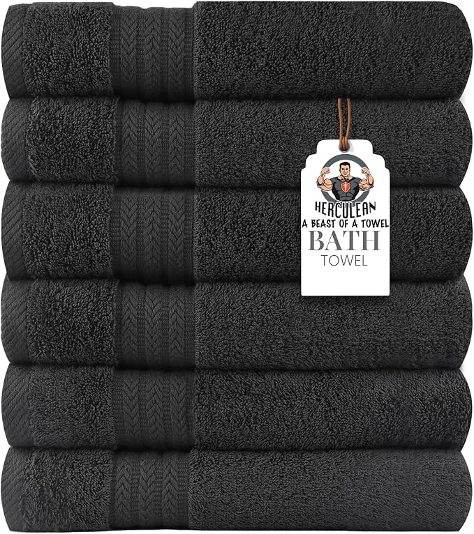 HERCULEAN Large Bath Towels 24 x 50 Pack of 6 | Quick Dry and Highly Absorbent by Unknown