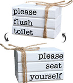 Farmhouse Mini Bathroom Sign Decor Funny Wooden Book Stack by LIVDUCOT
