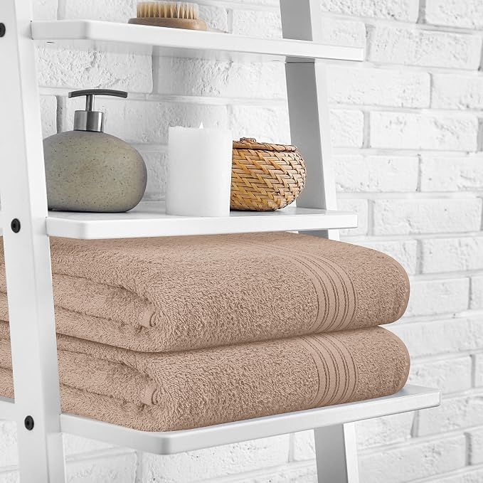 BOUTIQUO 100% Cotton 2 Pack Bath Towel Set 28x55 inches, Eco-Friendly Large - Image 3