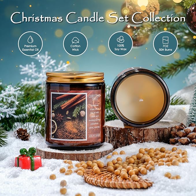 Christmas Candle | Christmas Spice Scented Candle, Holiday Candles Gift - Image 4