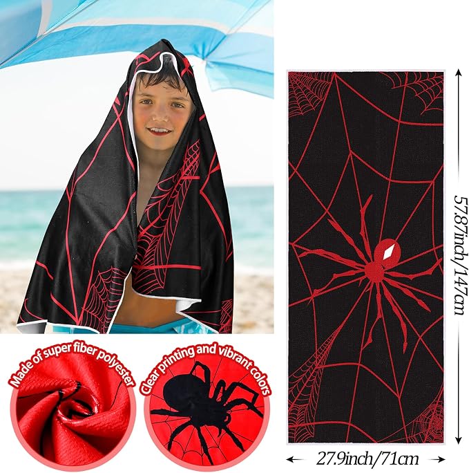 Peryiter 2 Pcs Spider Beach Towel Quick Dry Towels Swimming Bath Shower Pool - Image 3