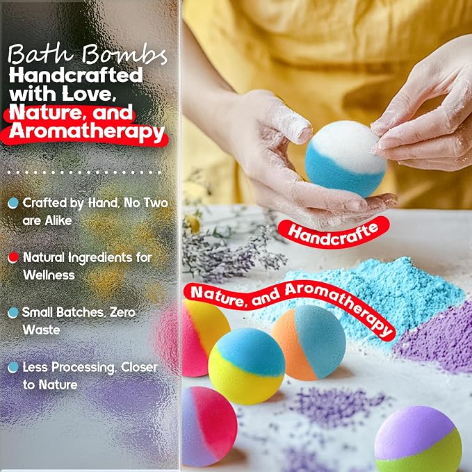 64 Pack Natural Bath Bombs Bulk Set – 8 Scents, Organic Ingredients, - Image 3