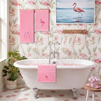 3 Pcs Flamingo Bathroom Towel Set Farmhouse Embroidered Flamingo Towels Vintage - Image 5