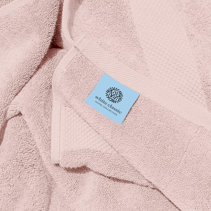 White Classic Pink 650 GSM Cotton Bath Sheet Towel - Image 5