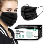 NNPCBT 100PCS 3 Ply Black Disposable Face Mask Filter Protection Face Masks by NNPCBT