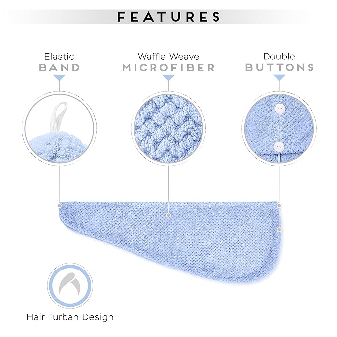 SimpleField 2 Pack Microfiber Hair Towel Wrap - Image 3