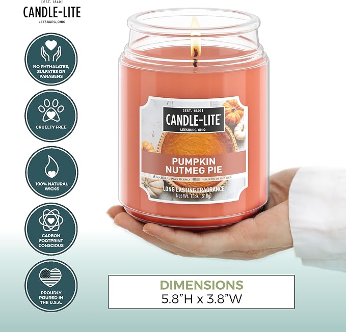 Candle-lite Halloween Scented Candles, Pumpkin Nutmeg Pie, 18 oz Jar, Proudly - Image 4