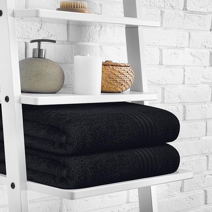 BOUTIQUO 100% Cotton 2 Pack Bath Towel Set 28x55 inches, Eco-Friendly Large - Image 3