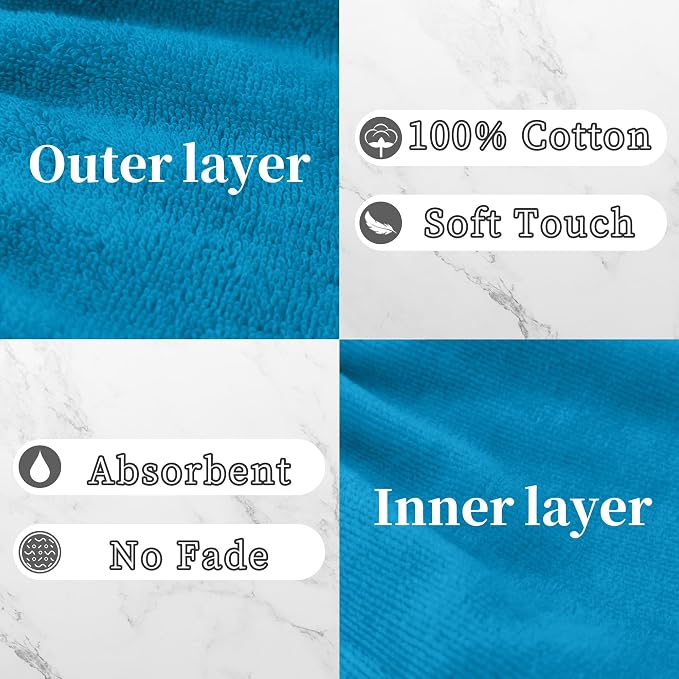 VOOVA & MOVAS Wash Mitts for Body 6-Pack, 100% Cotton Soft Absorbent Wash Cloths - Image 3