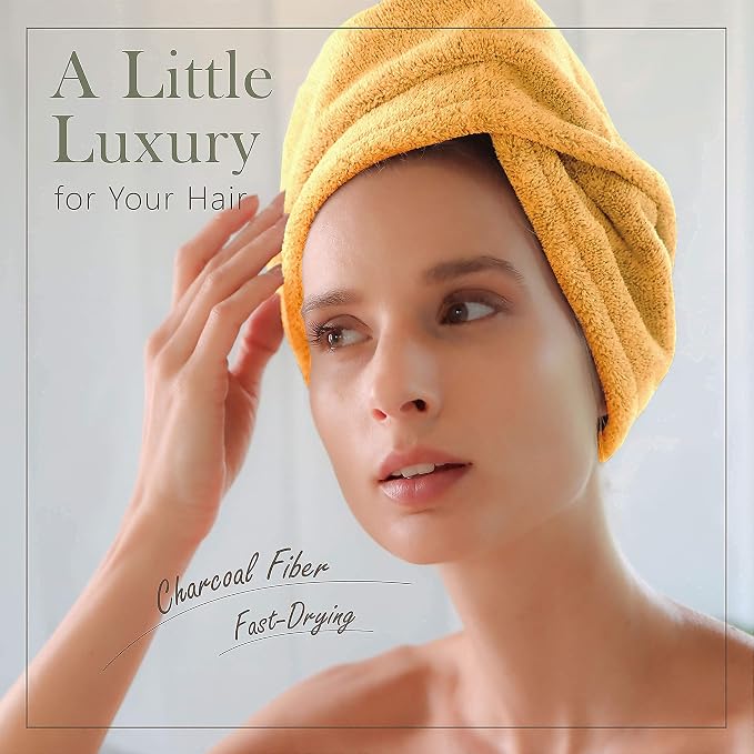 myHomeBody Hair Towel Wrap, Luxury Quick Drying Turban, Ultra Soft Absorbent - Image 2