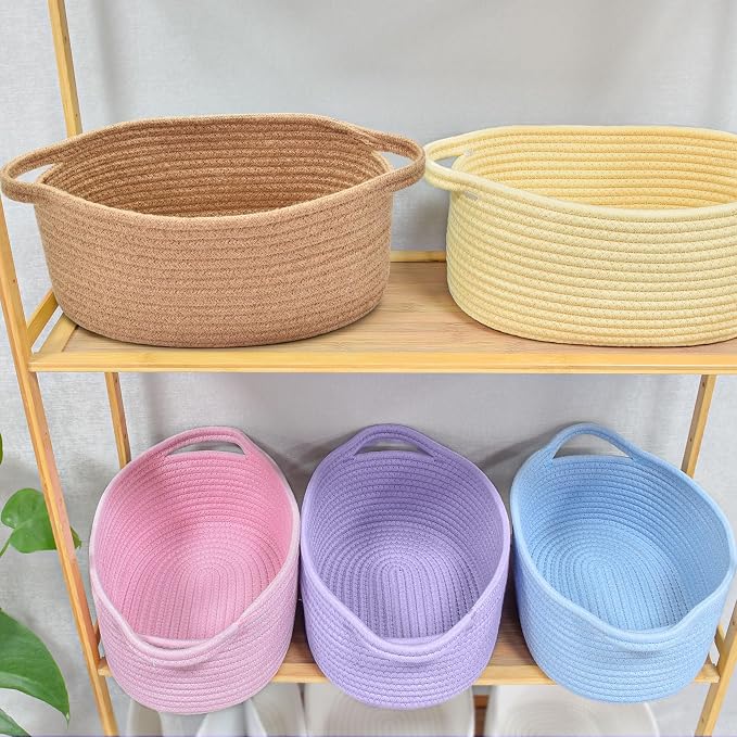ABenkle Small Basket with Handles, Boho Decorative Rope Woven Dog Cat Toy - Image 6