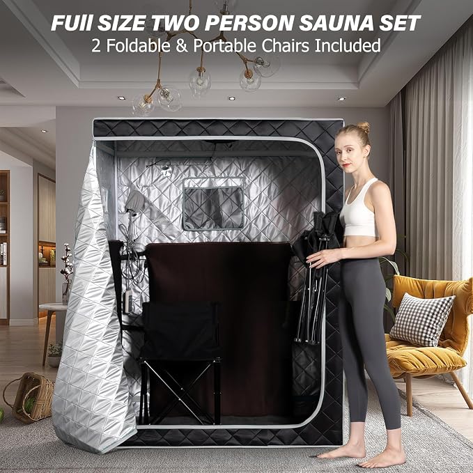 Smartmak Portable Far Infrared Sauna, Home Two Person Sauna Box - Image 2