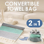 ATANI Turkish Beach Towel, Converts to a Bag, Oversized 100% Cotton Bath Towels - Image 2