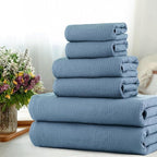 CASA COPENHAGEN Waffle 6Pcs 100% Egyptian Cotton Large Designer Towels Gift - Image 2