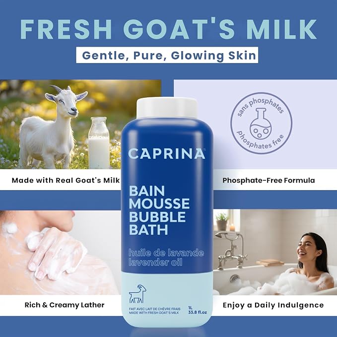 Caprina Fresh Goat’s Milk Bubble Bath, Hydrating Relaxing Foam Bath, - Image 4