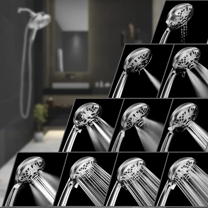 INAVAMZ Shower Heads with Handheld Spray Combo: 7.2" Rain Shower Head & - Image 4
