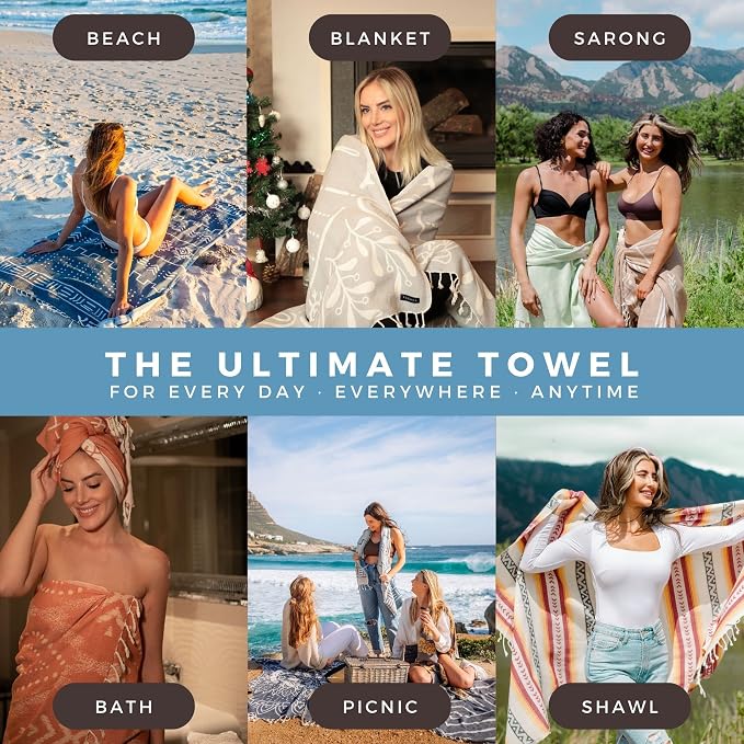FESHKA Sand Proof Turkish Beach Towel – Oversized, Quick Dry & Lightweight - Image 3