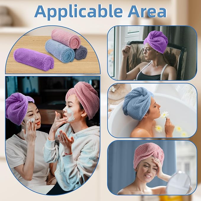 Amrules Hair Towel Wrap, 4 Packs 9.8 x 25.6 Inch Towel Turbans - Image 7