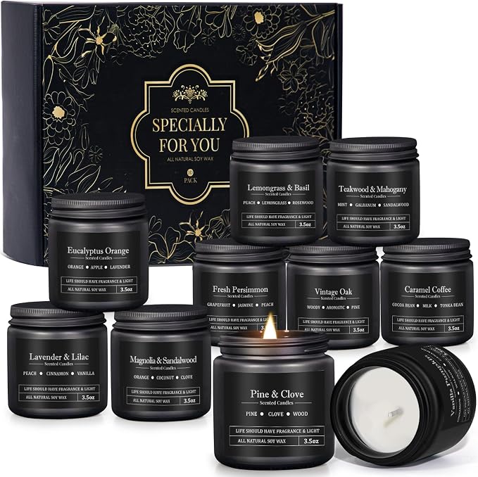 10 Pack Scented Candles for Men, Masculine Candle Gift Set - Image 7